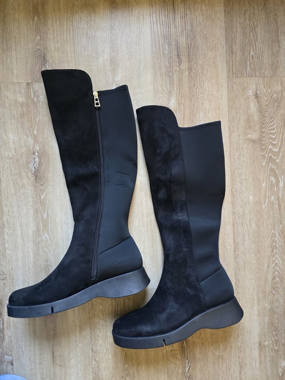Aerosoles Flavia Womens 9.5 Black Tall Boots Suede Leather Side Zip New MSRP$110
